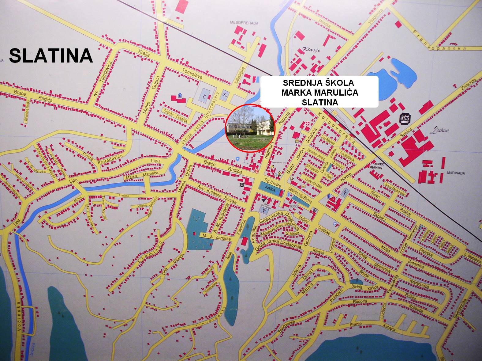 grad slatina karta Srednja škola Marka Marulića Slatina   Lokacija grad slatina karta